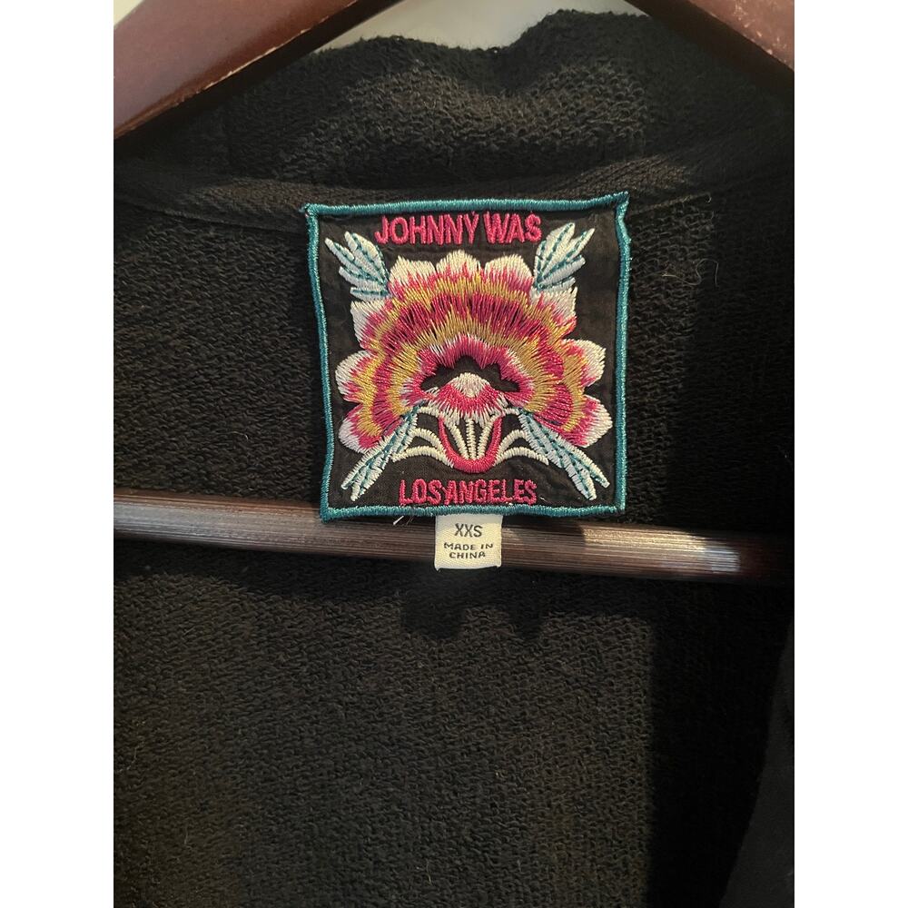 Johnny Was Junia Embroidered Hoodie Coat Black French Terry Eyelet Lace XXS NWOT - Picture 9 of 9